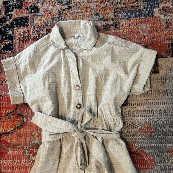 Madewell Seersucker Camp Romper in Ashen Sage XS - Picture 8 of 9